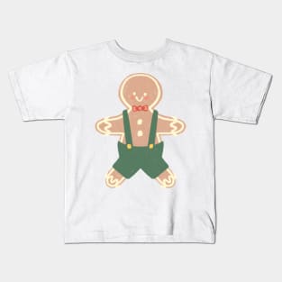 Cute Christmas Gingerbread Man with Overalls Kids T-Shirt